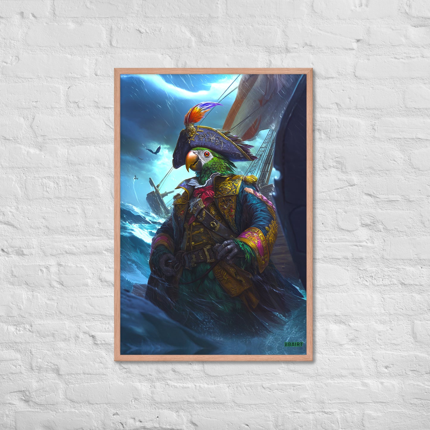 Captain Plume the Pirate Parrot - Framed Matte Poster