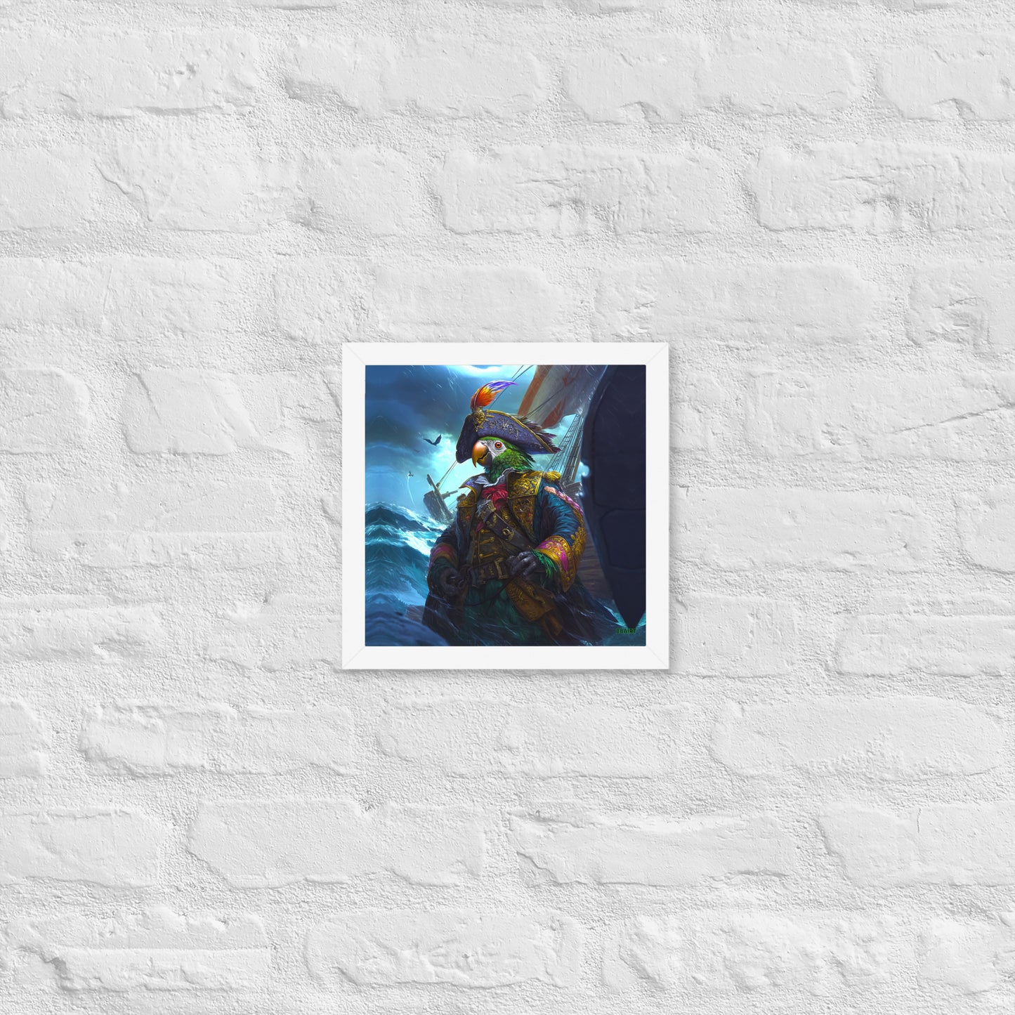 Captain Plume the Pirate Parrot - Framed Matte Poster