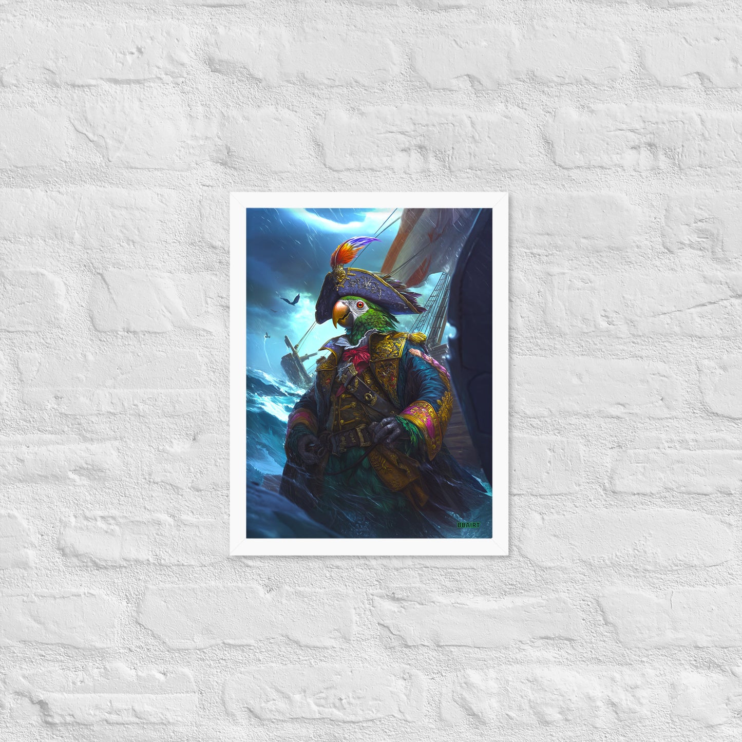 Captain Plume the Pirate Parrot - Framed Matte Poster