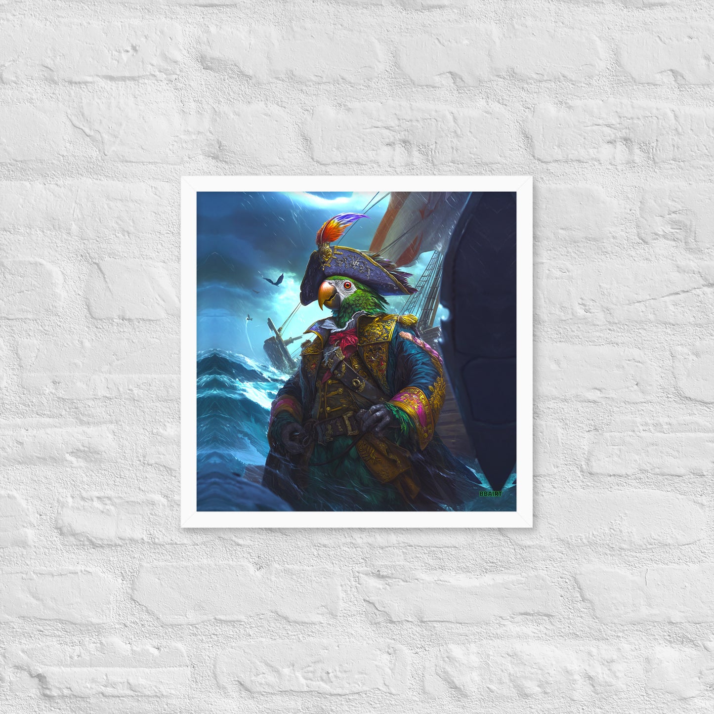 Captain Plume the Pirate Parrot - Framed Matte Poster