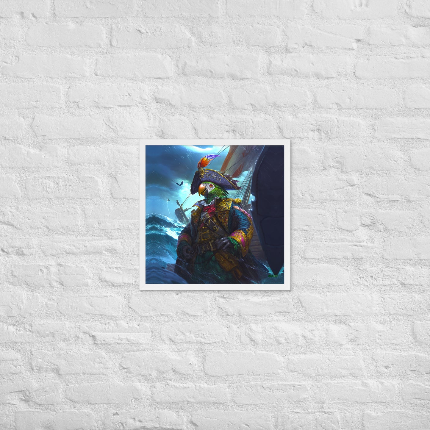 Captain Plume the Pirate Parrot - Framed Matte Poster