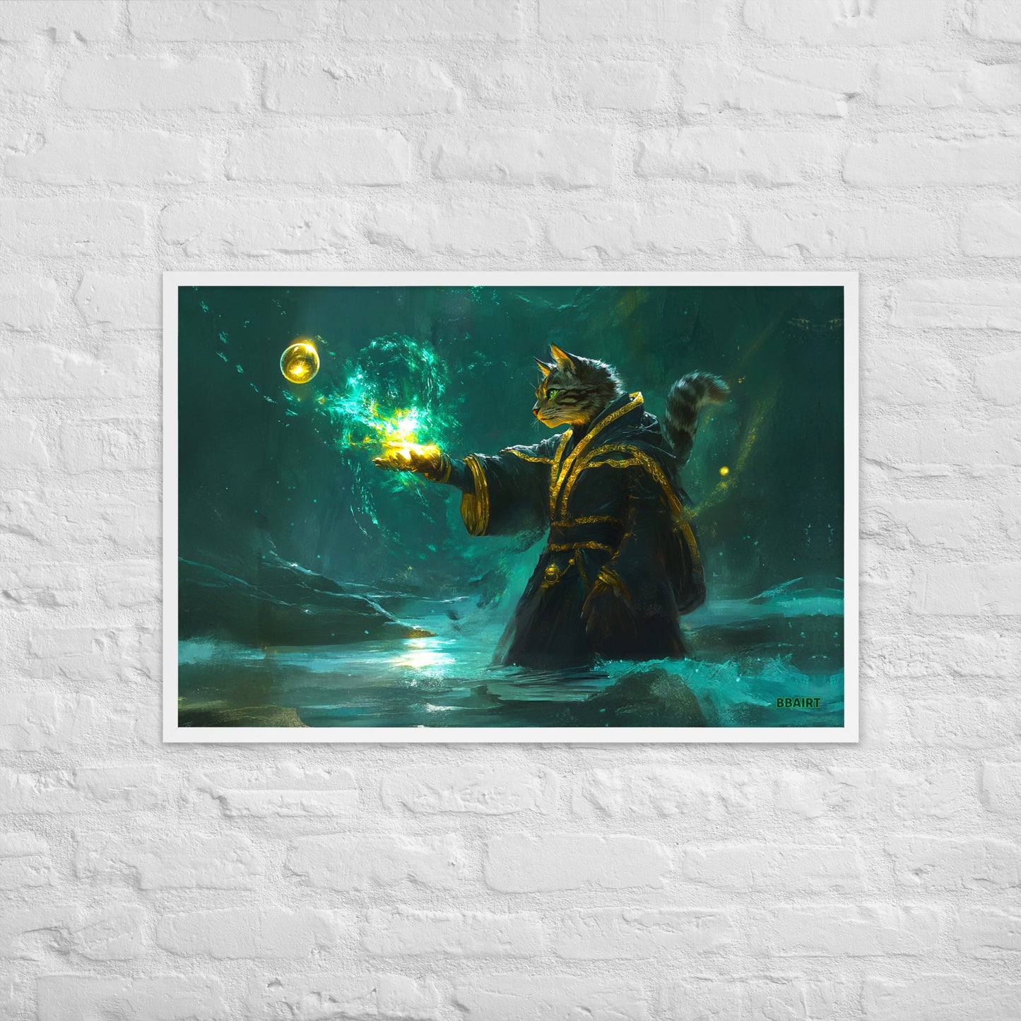 Mysticpaw the Spellcaster - Framed Matte Poster