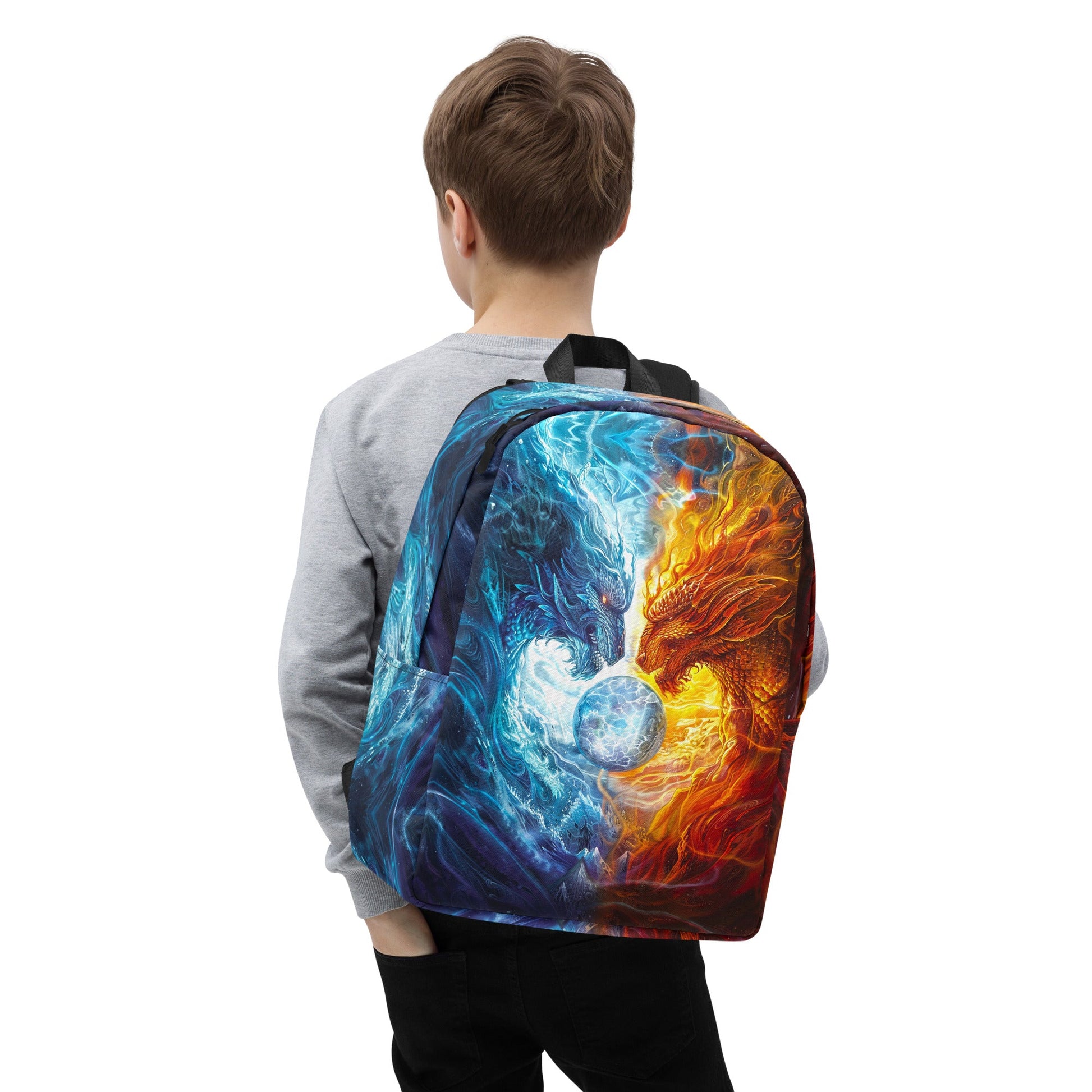 Equinox Harmony: Fire and Ice Guardians - Minimalist Backpack - BBairt