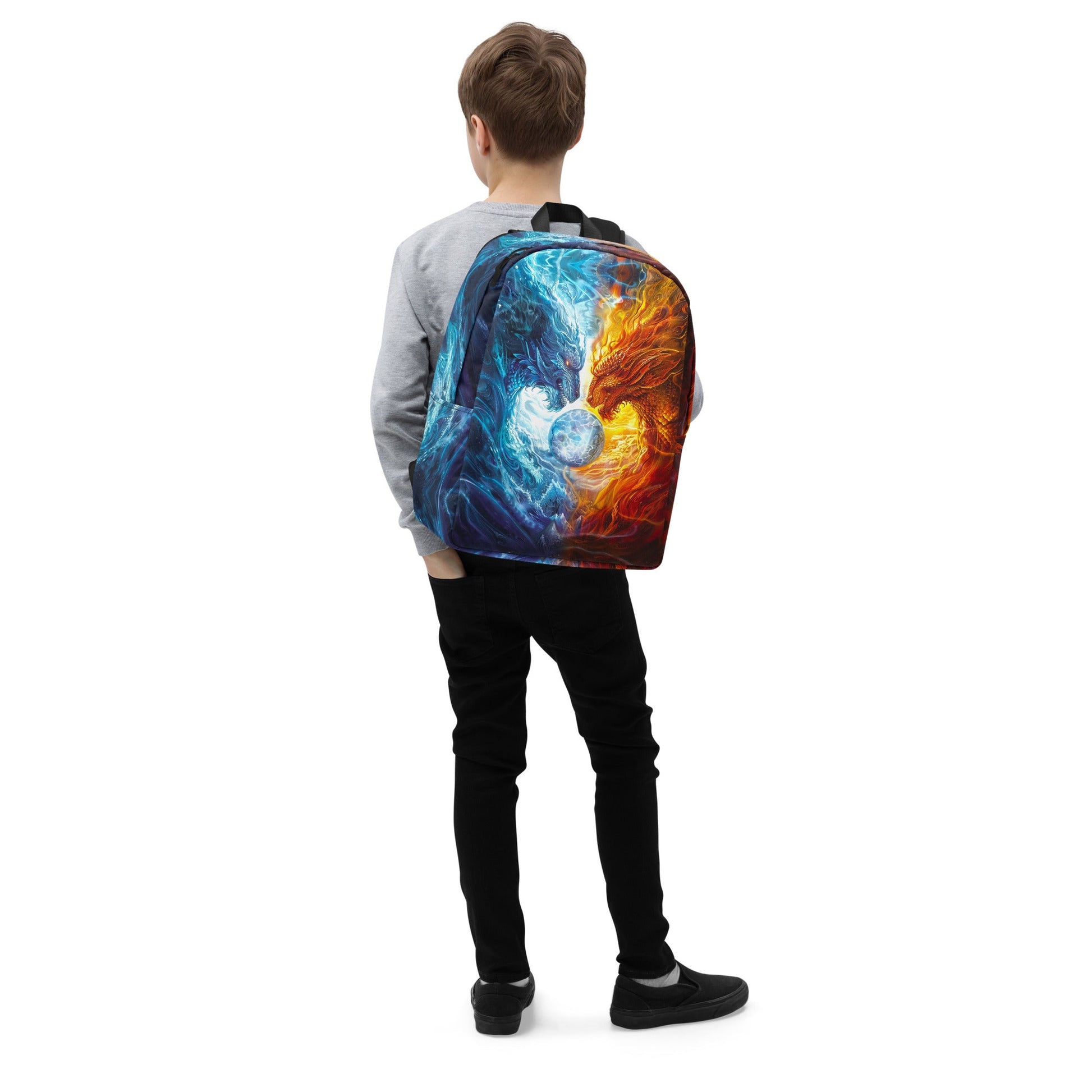 Equinox Harmony: Fire and Ice Guardians - Minimalist Backpack - BBairt