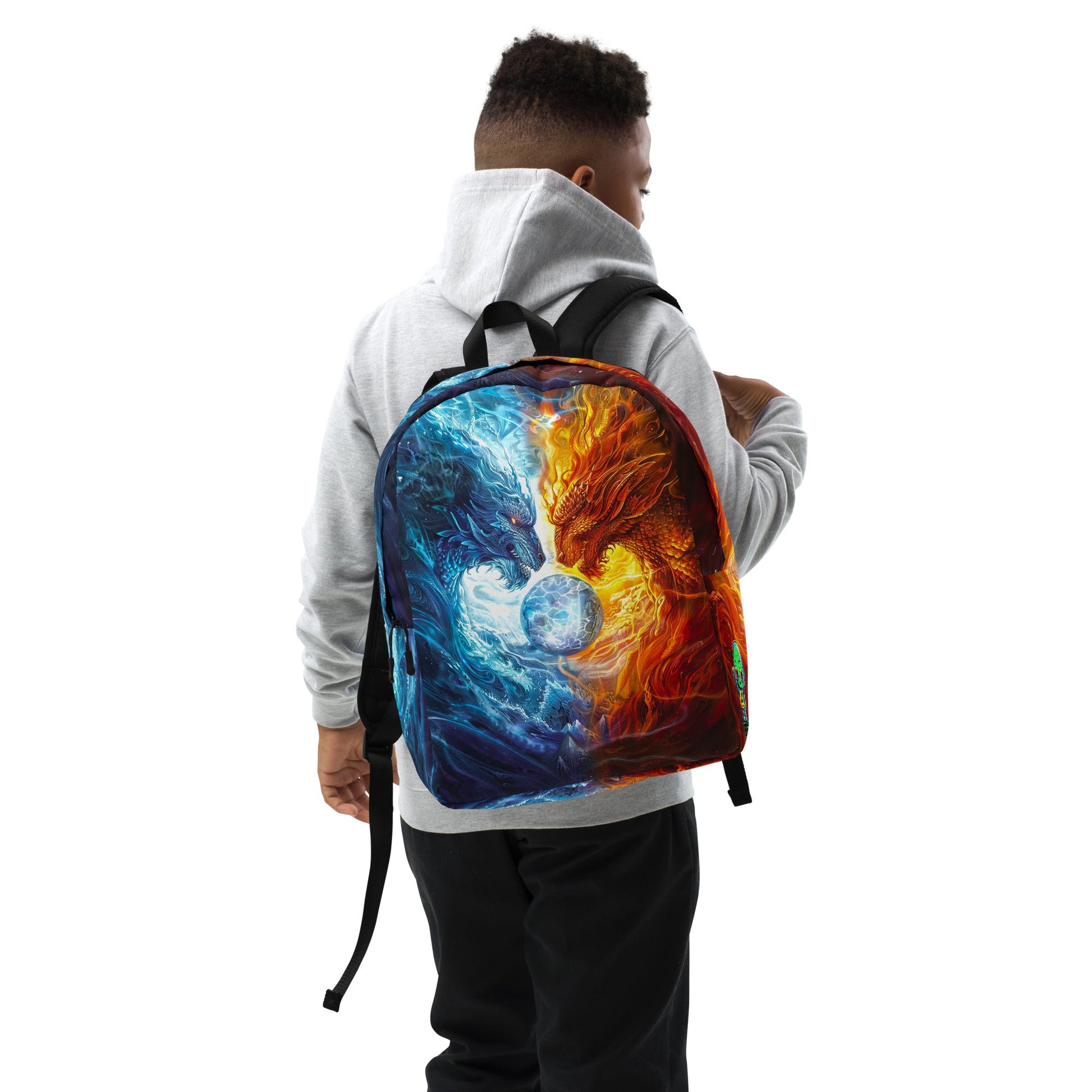Equinox Harmony: Fire and Ice Guardians - Minimalist Backpack - BBairt