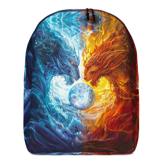 Equinox Harmony: Fire and Ice Guardians - Minimalist Backpack - BBairt