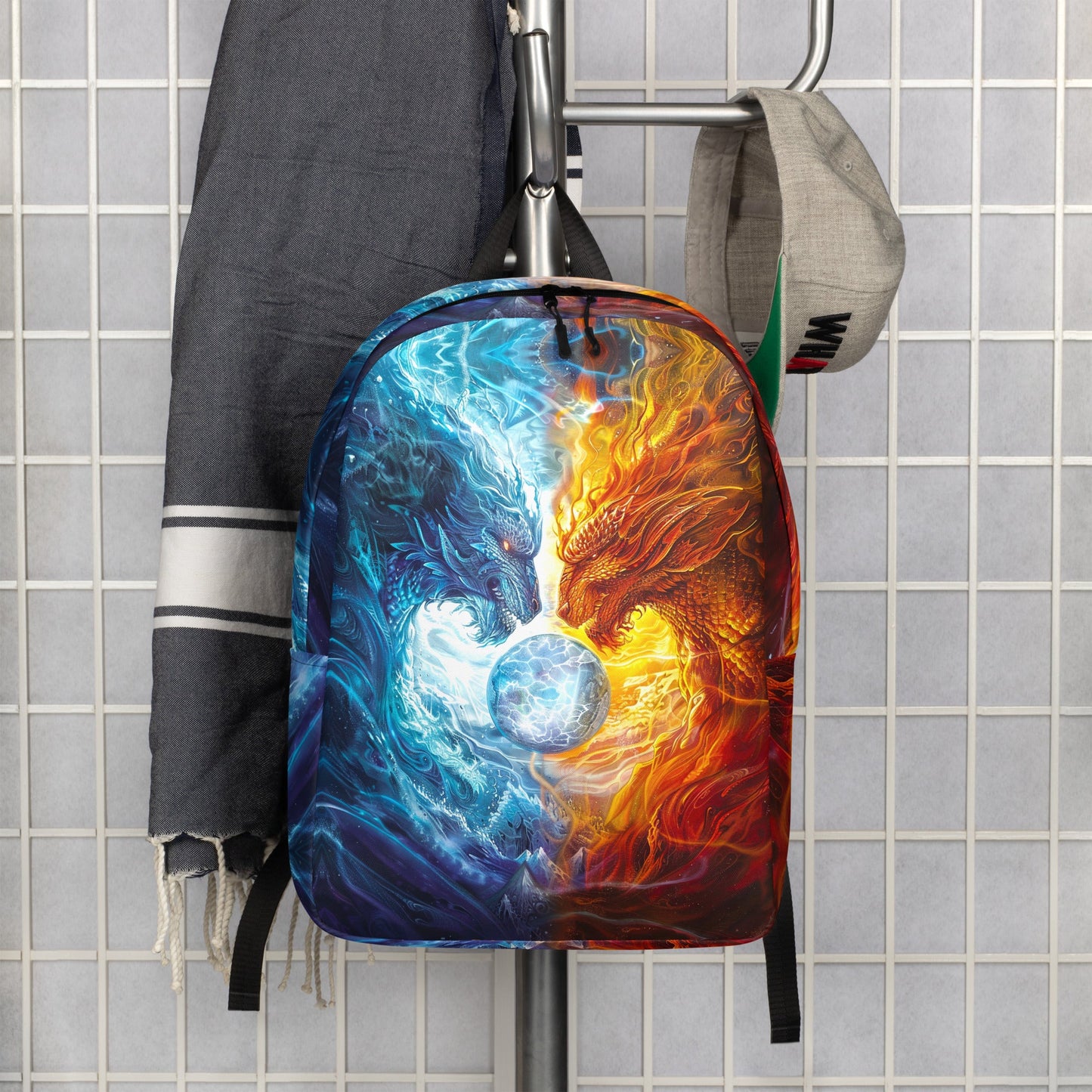 Equinox Harmony: Fire and Ice Guardians - Minimalist Backpack - BBairt