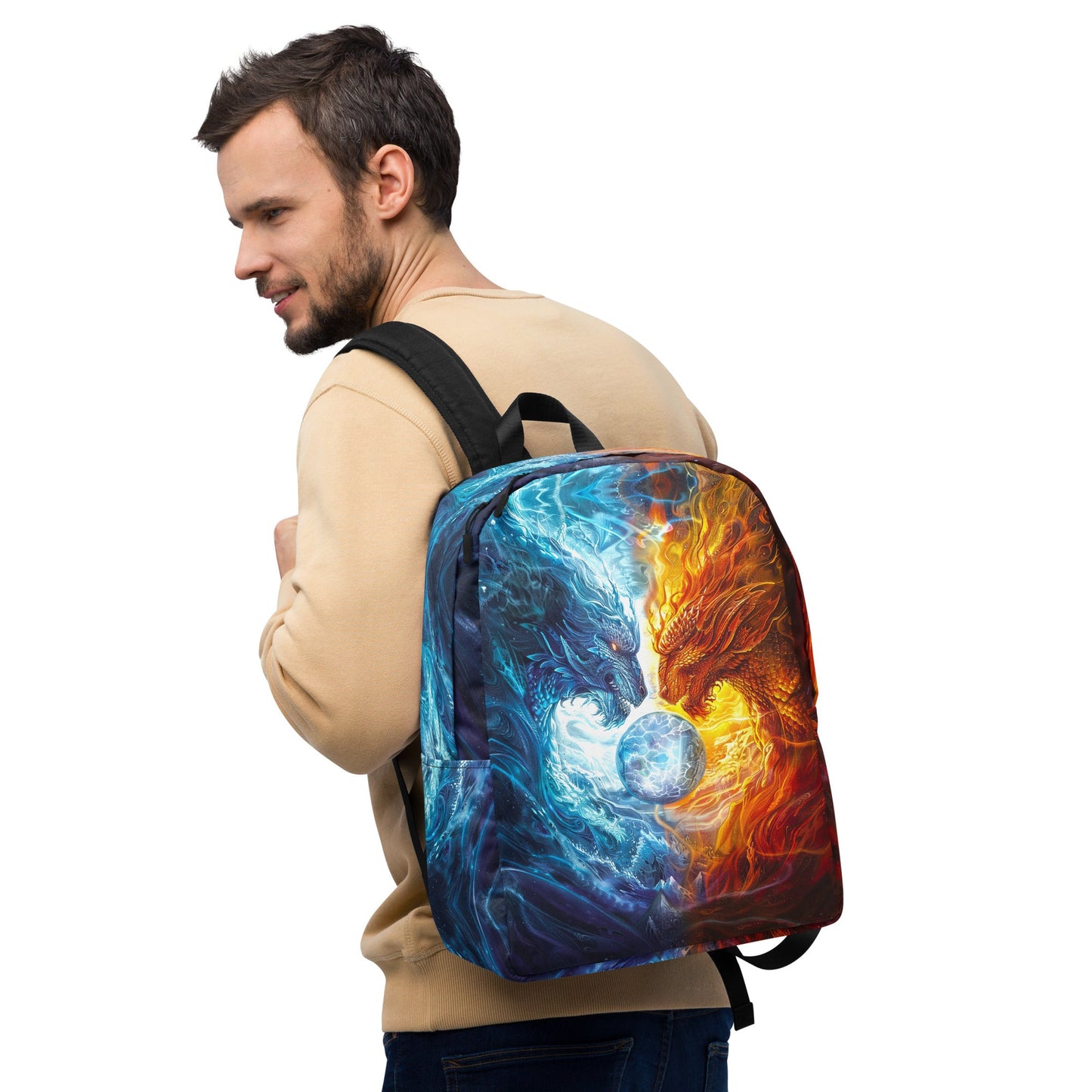 Equinox Harmony: Fire and Ice Guardians - Minimalist Backpack - BBairt