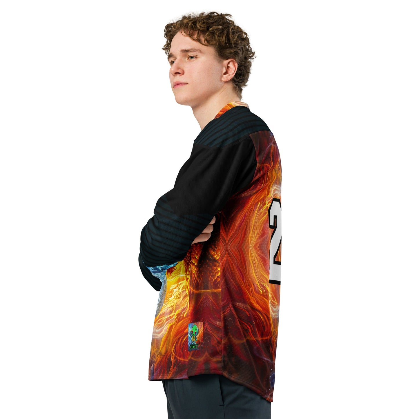 Equinox Harmony: Fire and Ice Guardians - Recycled hockey fan jersey - BBairt