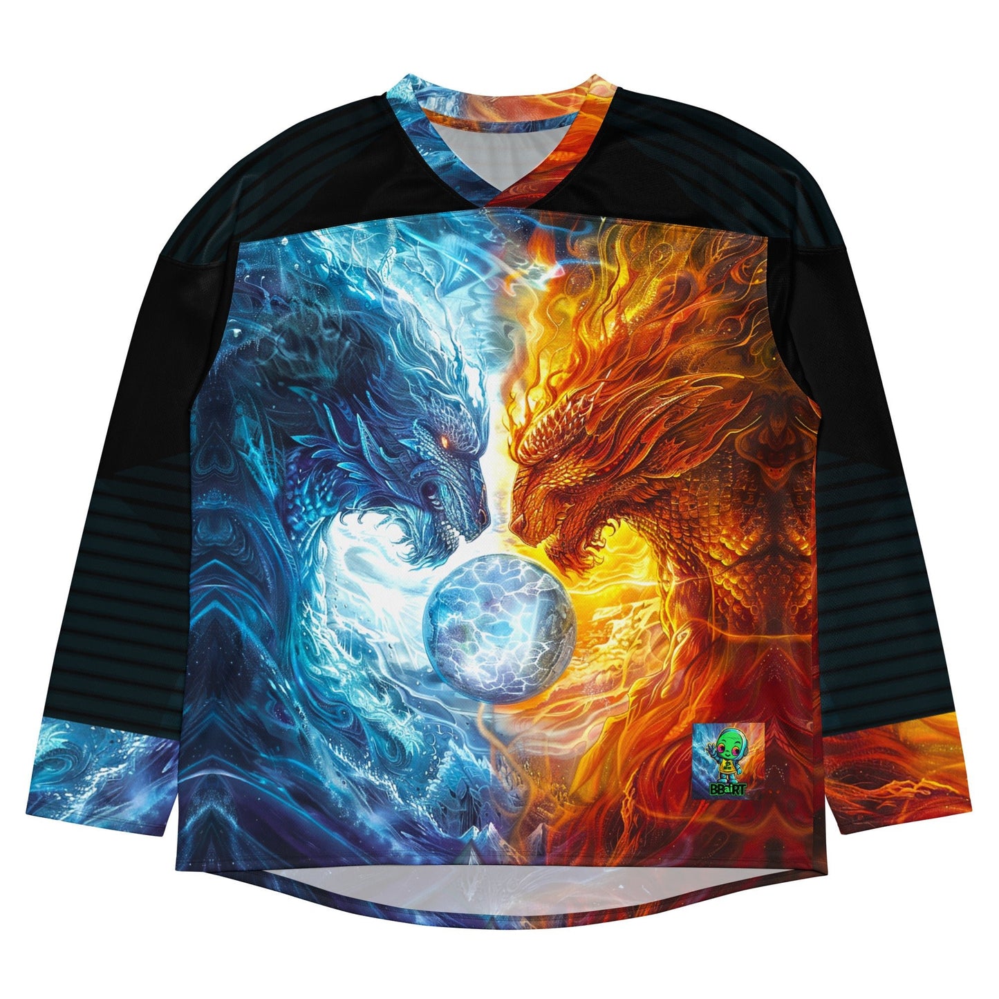 Equinox Harmony: Fire and Ice Guardians - Recycled hockey fan jersey - BBairt