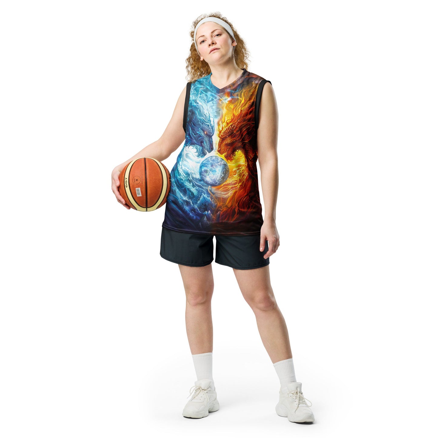 Equinox Harmony: Fire and Ice Guardians - Recycled unisex basketball jersey - BBairt