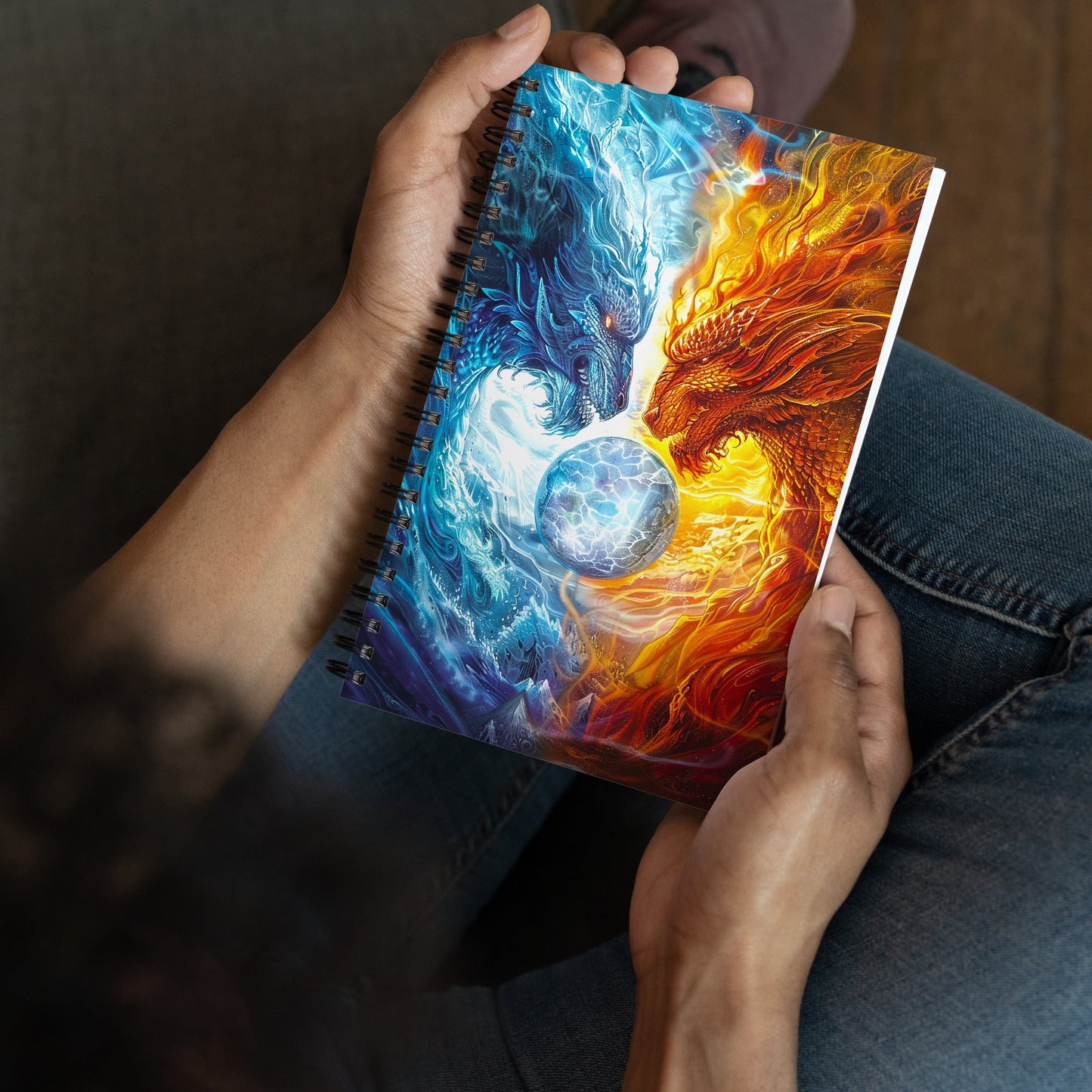Equinox Harmony: Fire and Ice Guardians - Spiral notebook - BBairt