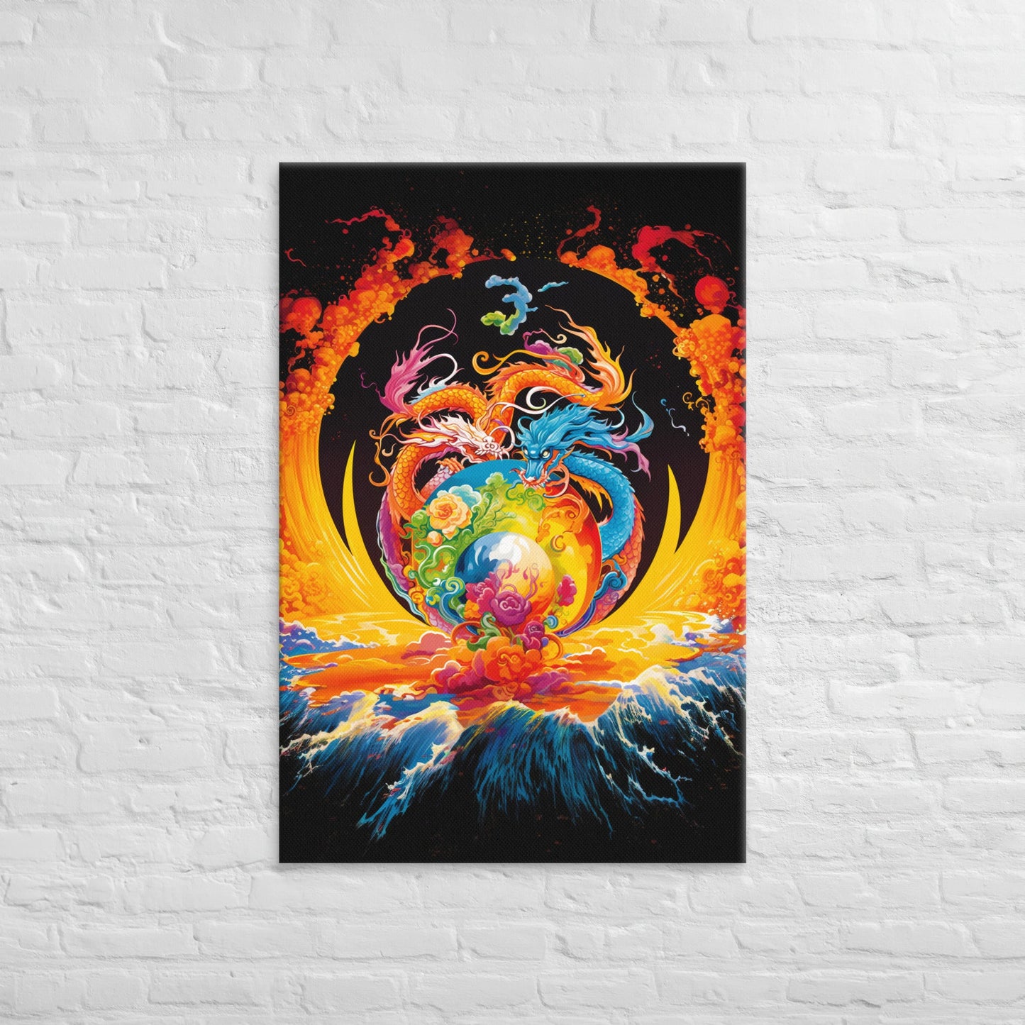 Eternal Harmony: Dual Dragon Canvas Print - BBairt