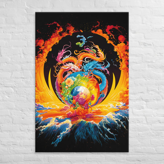 Eternal Harmony: Dual Dragon Canvas Print - BBairt