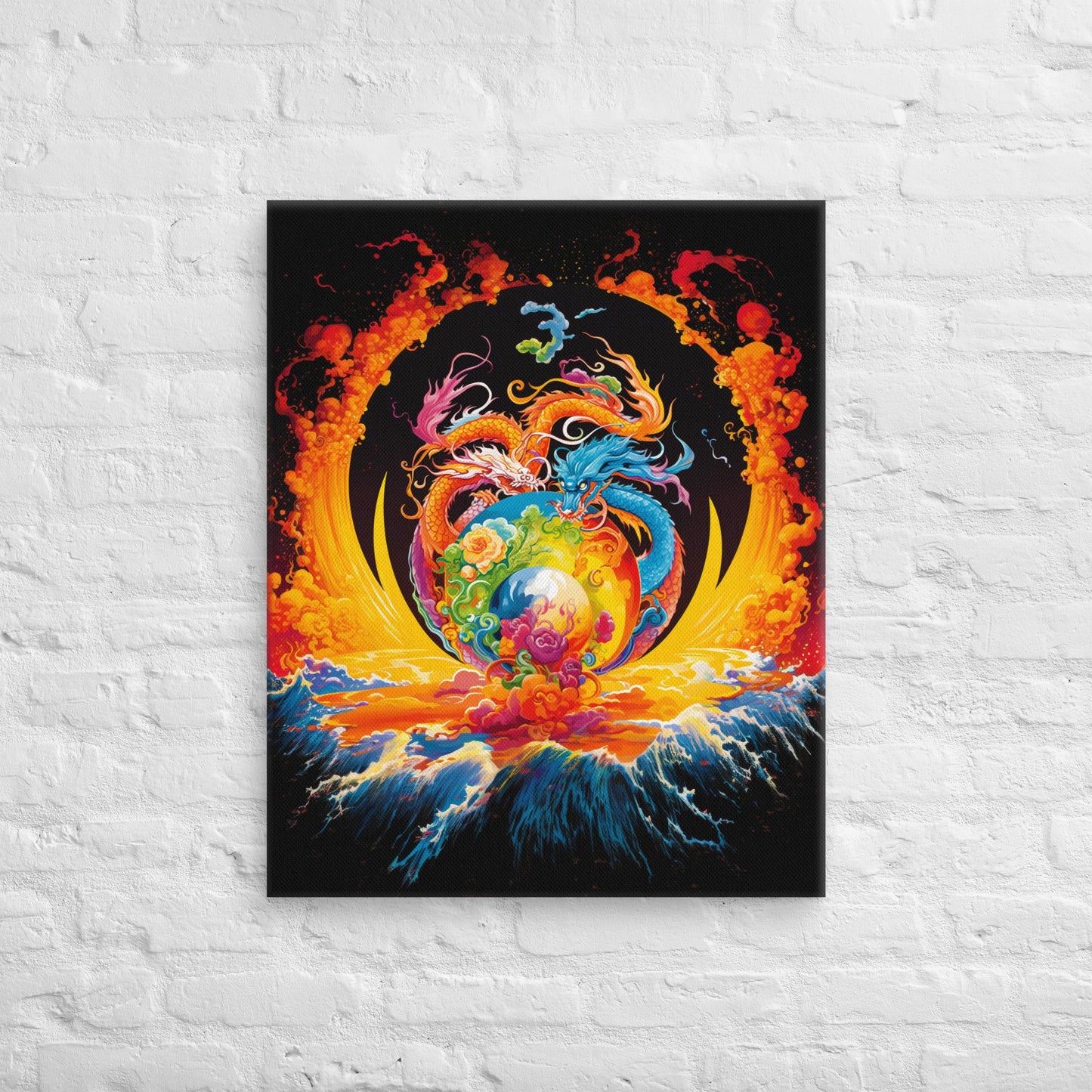 Eternal Harmony: Dual Dragon Canvas Print - BBairt