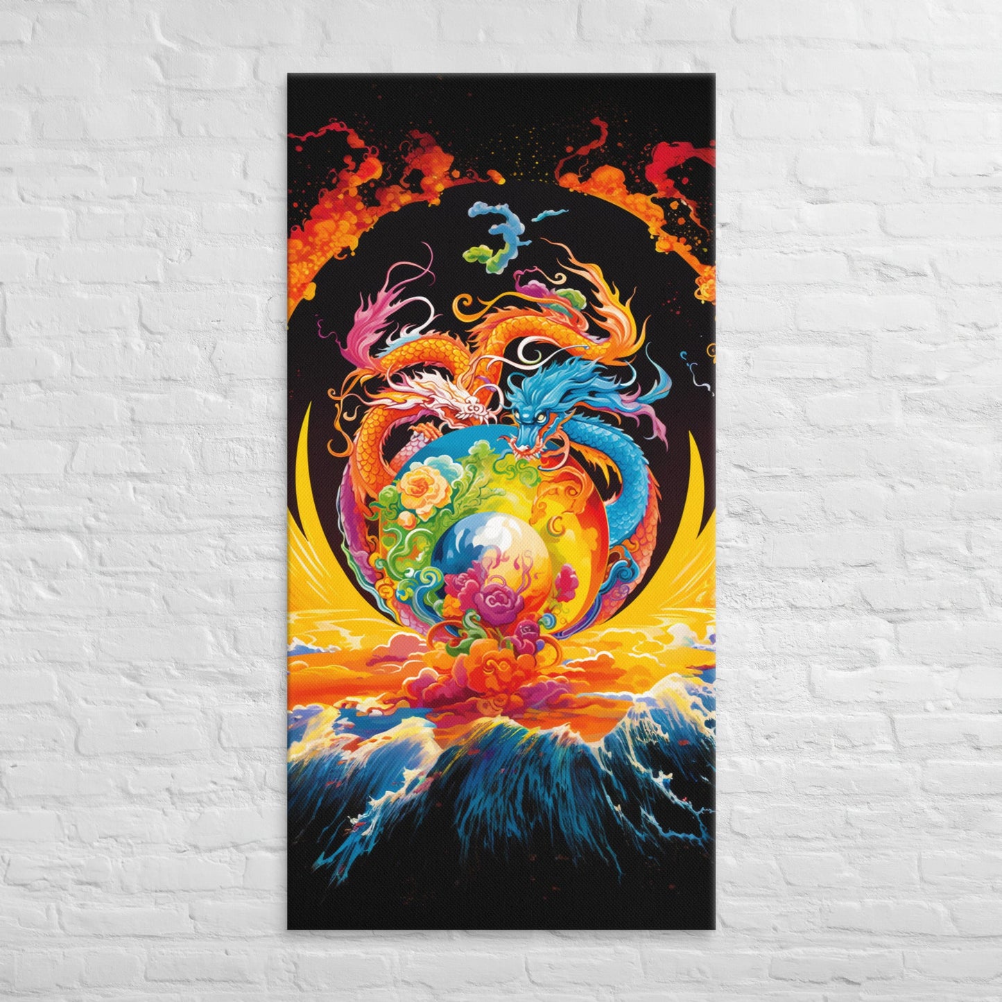 Eternal Harmony: Dual Dragon Canvas Print - BBairt