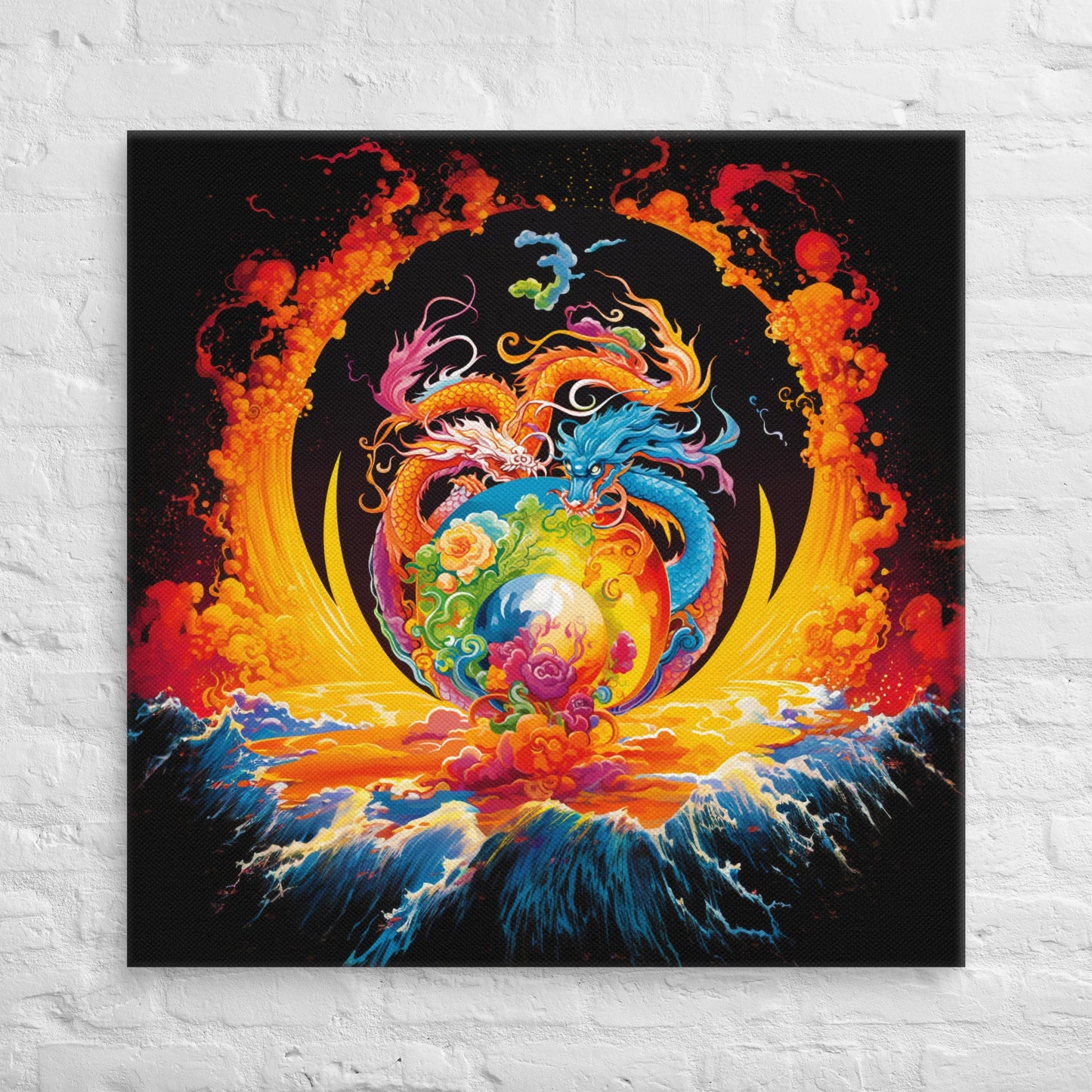 Eternal Harmony: Dual Dragon Canvas Print - BBairt