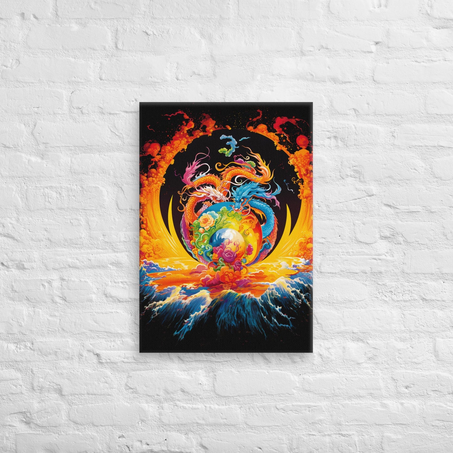 Eternal Harmony: Dual Dragon Canvas Print - BBairt