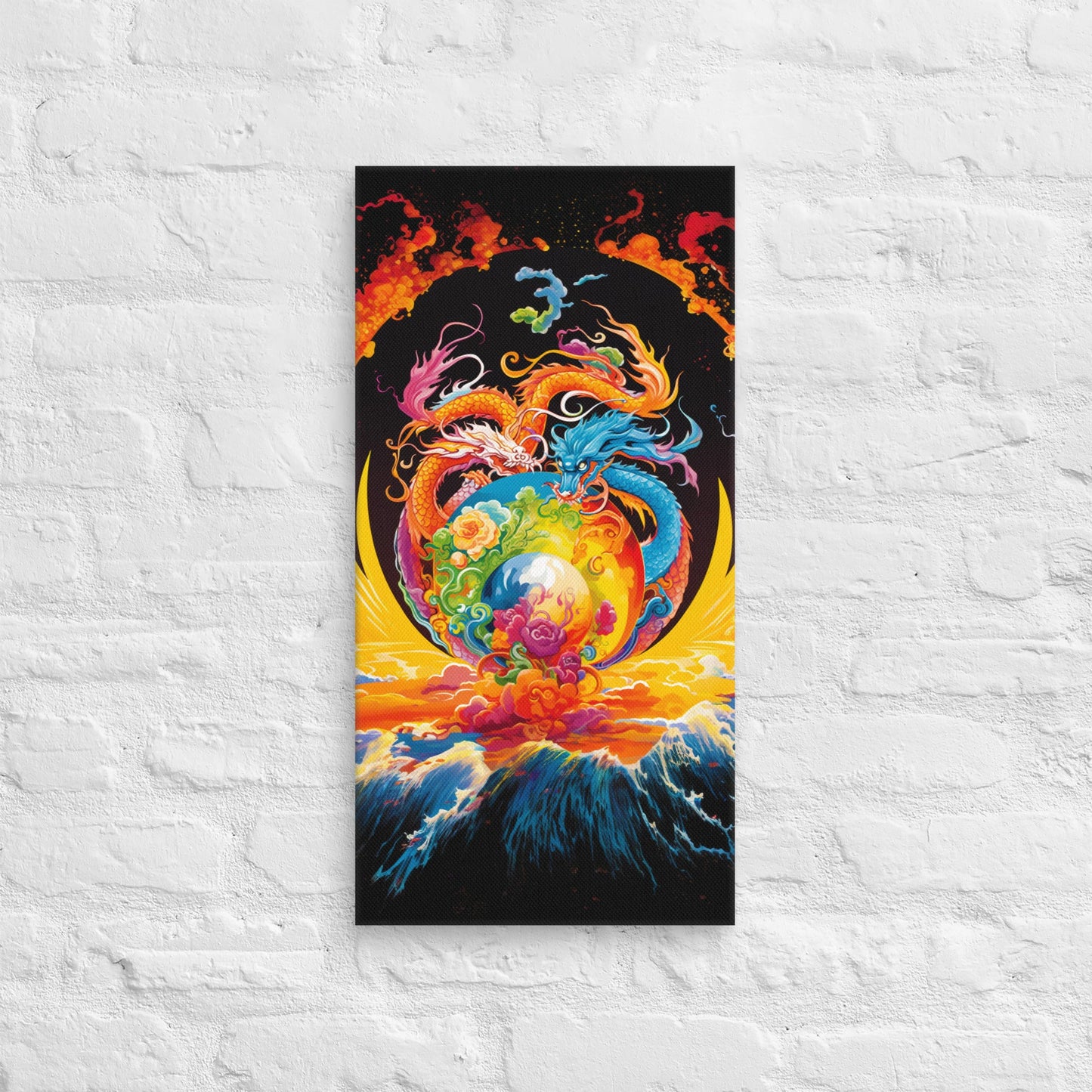 Eternal Harmony: Dual Dragon Canvas Print - BBairt