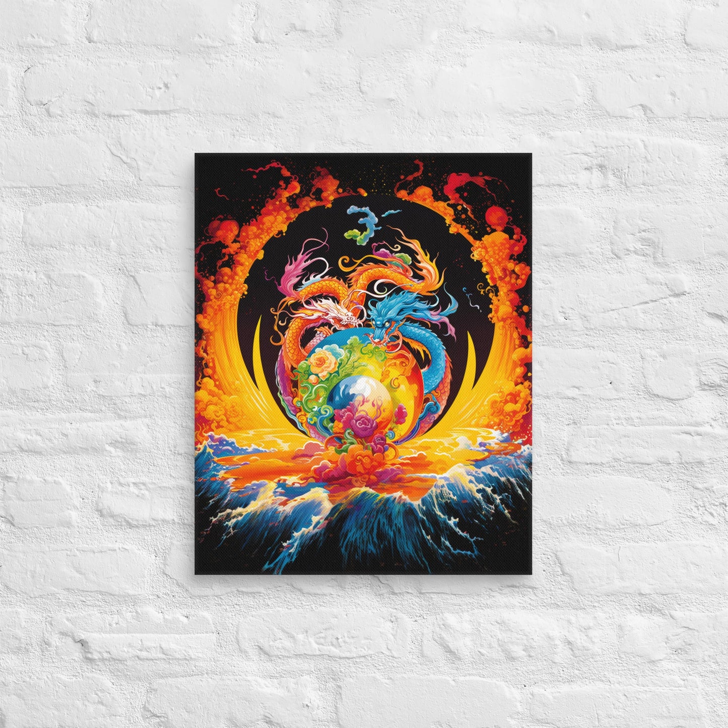 Eternal Harmony: Dual Dragon Canvas Print - BBairt