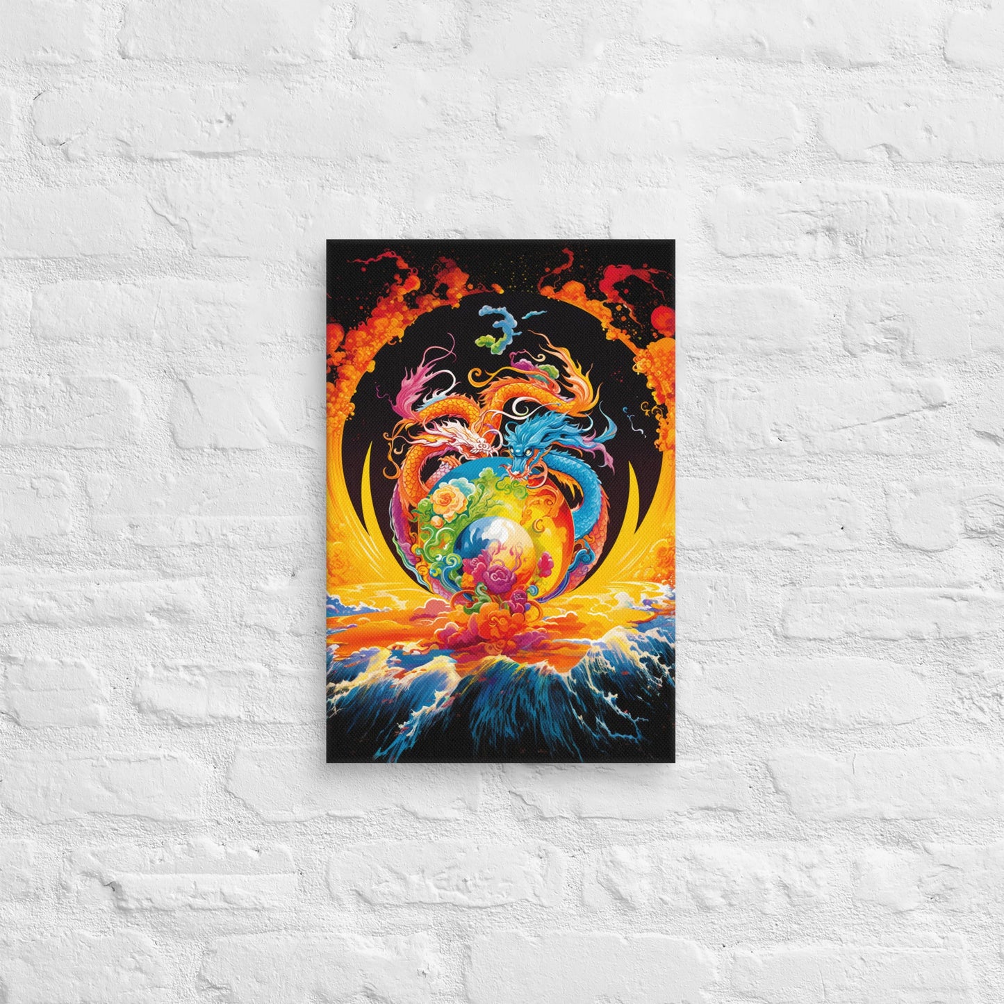 Eternal Harmony: Dual Dragon Canvas Print - BBairt