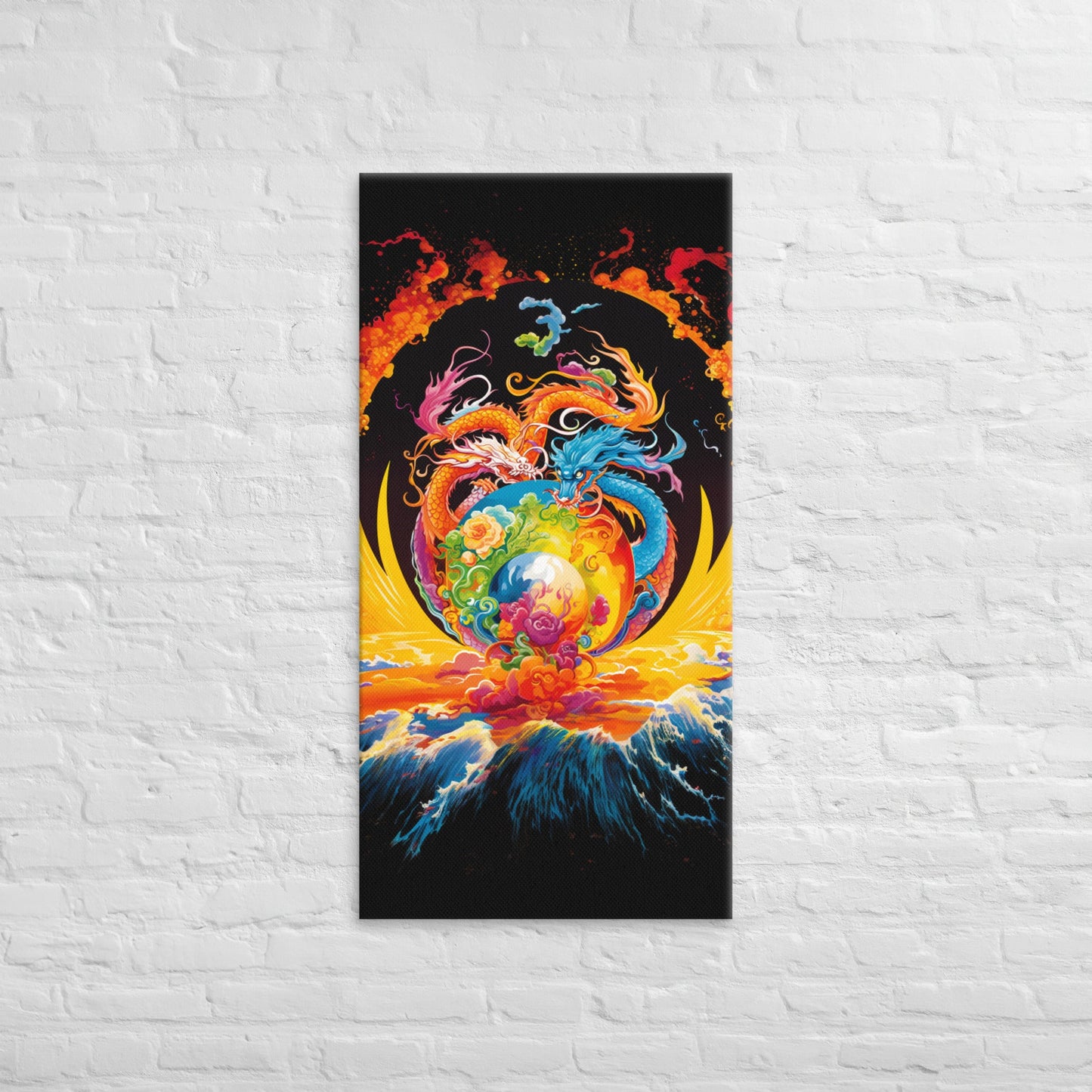 Eternal Harmony: Dual Dragon Canvas Print - BBairt