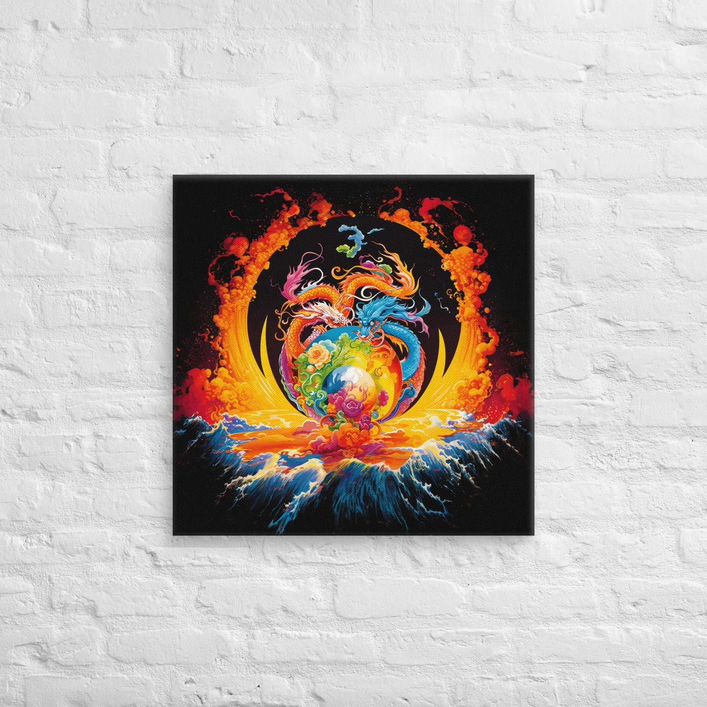 Eternal Harmony: Dual Dragon Canvas Print - BBairt