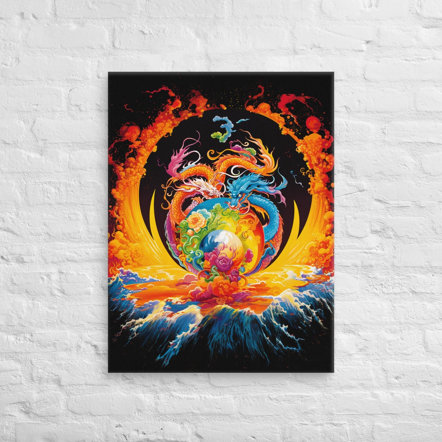 Eternal Harmony: Dual Dragon Canvas Print - BBairt