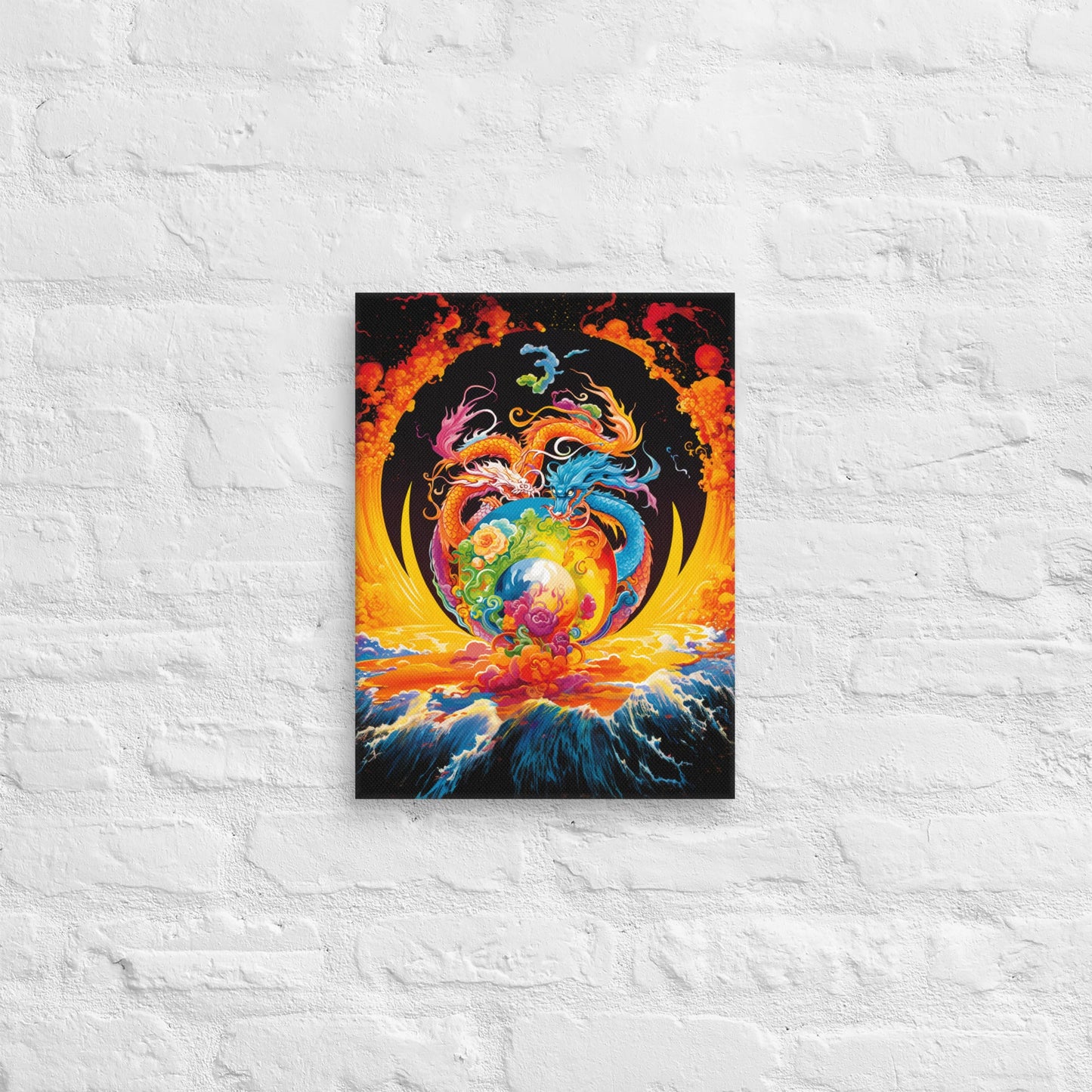 Eternal Harmony: Dual Dragon Canvas Print - BBairt