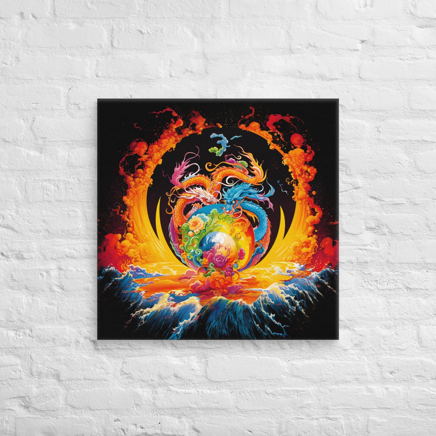 Eternal Harmony: Dual Dragon Canvas Print - BBairt
