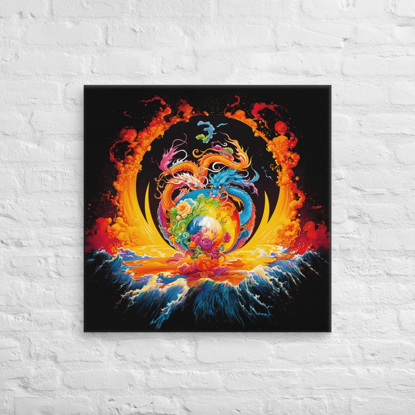 Eternal Harmony: Dual Dragon Canvas Print - BBairt