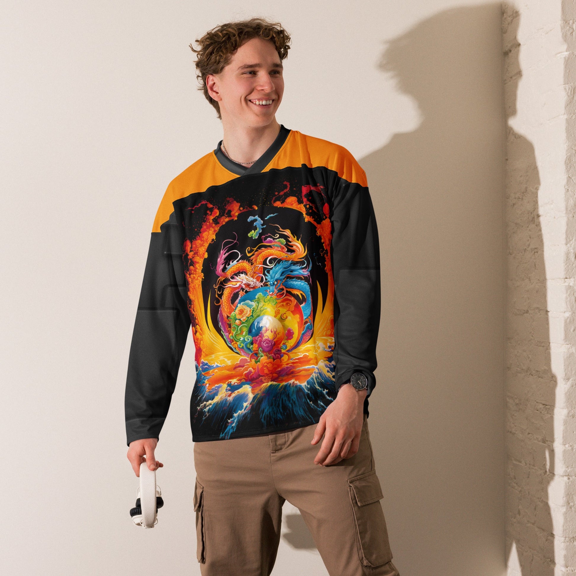 Eternal Harmony: Dual Dragon Hockey Jersey - BBairt