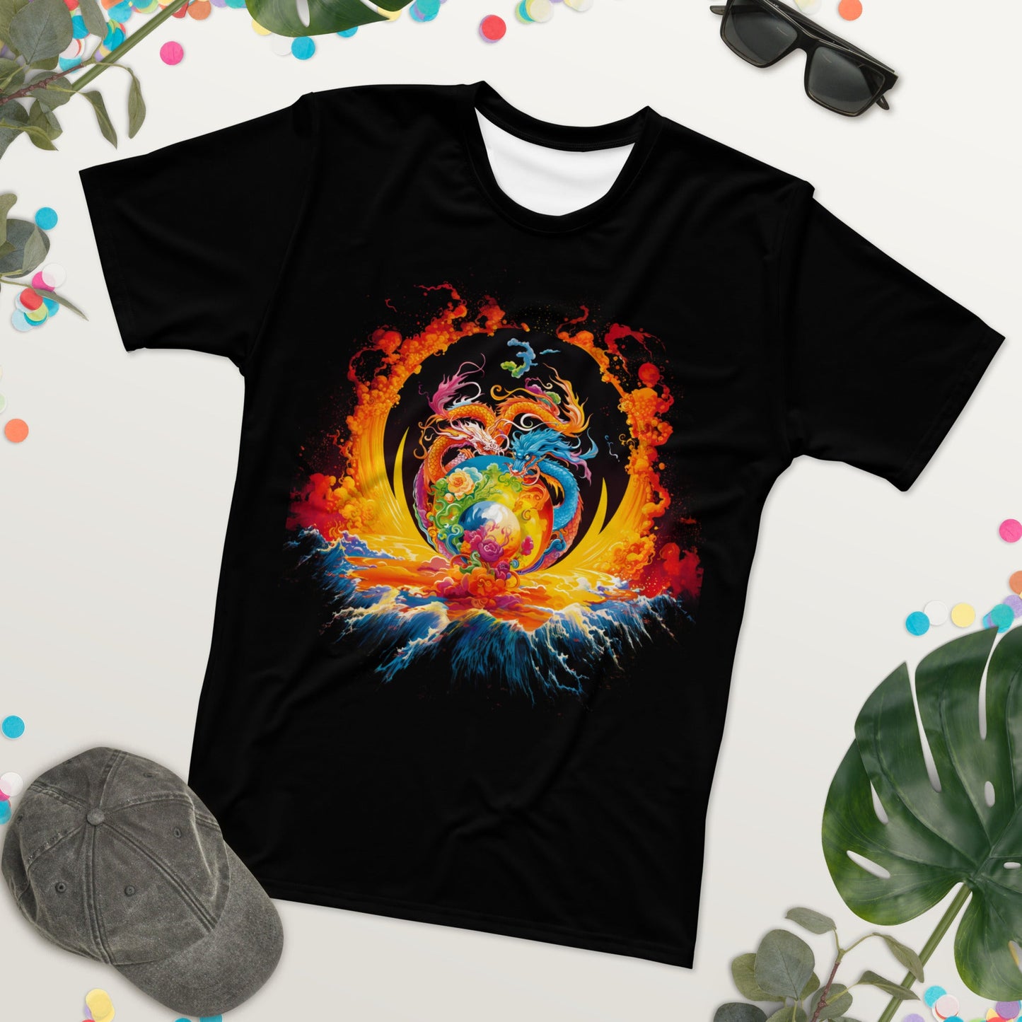 Eternal Harmony: Dual Dragon Men's Crew Neck T-Shirt - BBairt