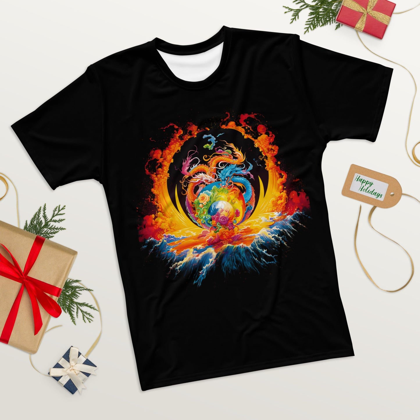 Eternal Harmony: Dual Dragon Men's Crew Neck T-Shirt - BBairt