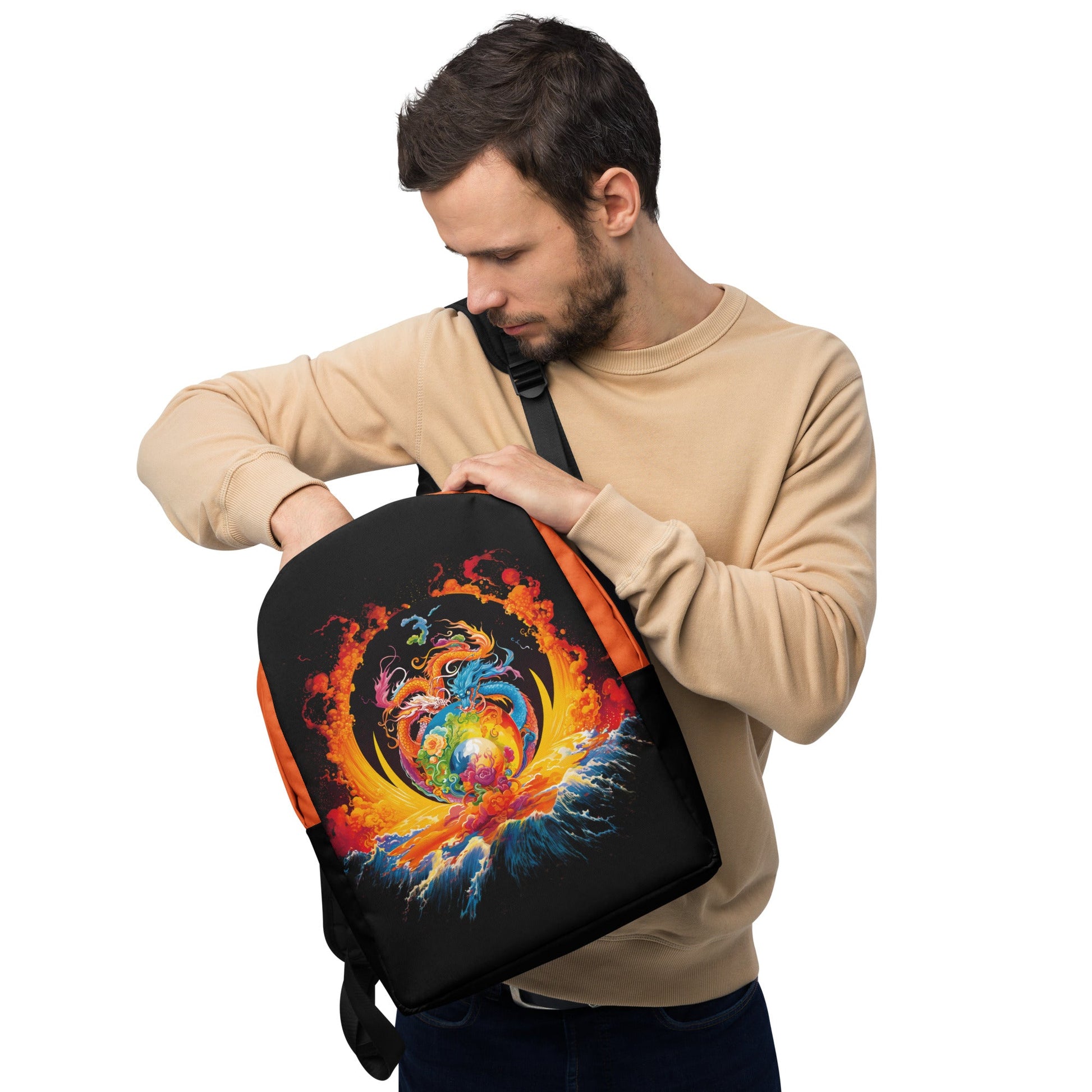 Eternal Harmony: Dual Dragon Minimalist Backpack - BBairt