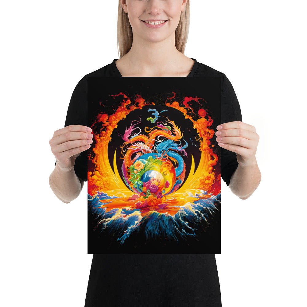 Eternal Harmony: Dual Dragon Photo Paper Poster - BBairt