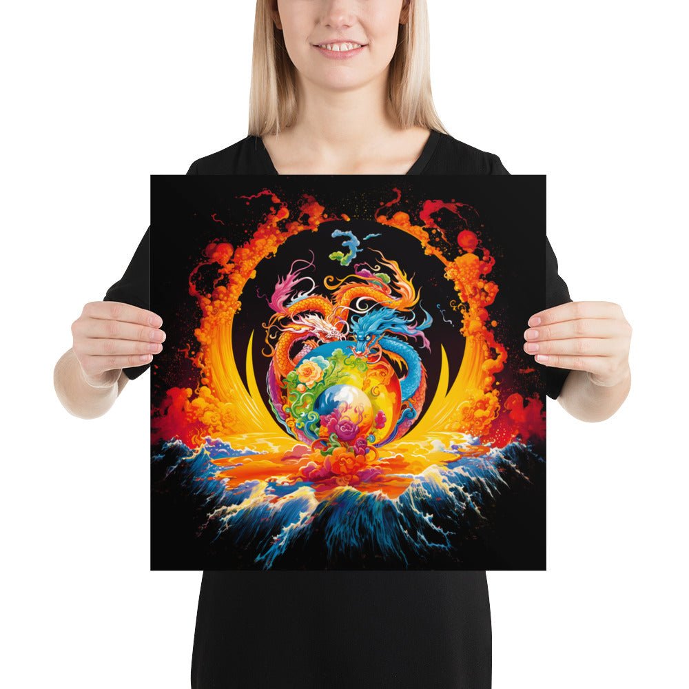 Eternal Harmony: Dual Dragon Photo Paper Poster - BBairt