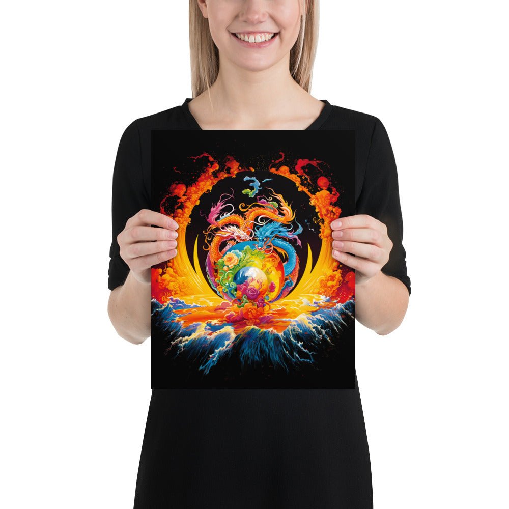 Eternal Harmony: Dual Dragon Photo Paper Poster - BBairt