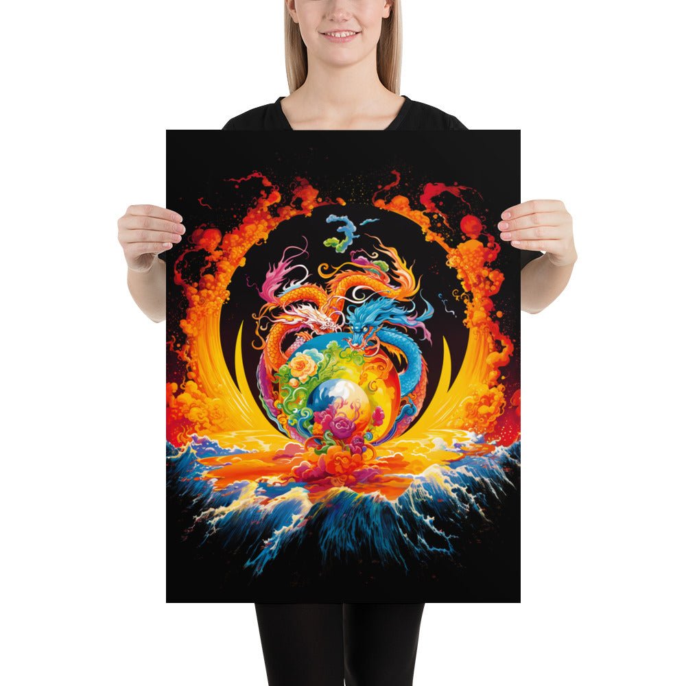 Eternal Harmony: Dual Dragon Photo Paper Poster - BBairt
