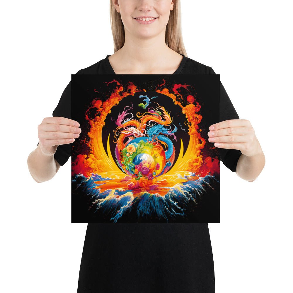 Eternal Harmony: Dual Dragon Photo Paper Poster - BBairt