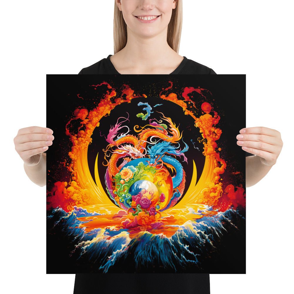 Eternal Harmony: Dual Dragon Photo Paper Poster - BBairt