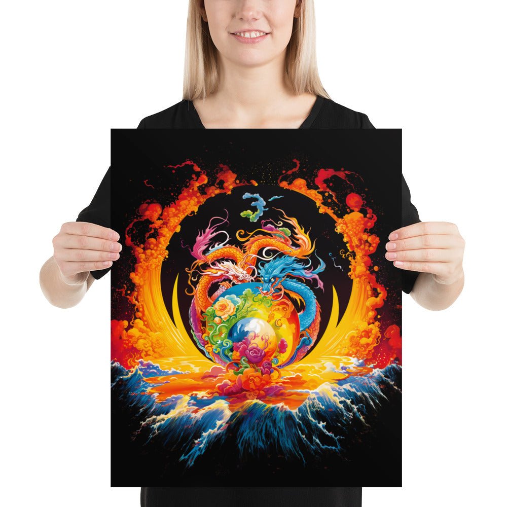 Eternal Harmony: Dual Dragon Photo Paper Poster - BBairt
