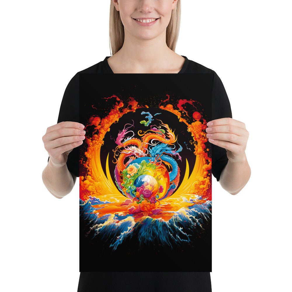 Eternal Harmony: Dual Dragon Photo Paper Poster - BBairt
