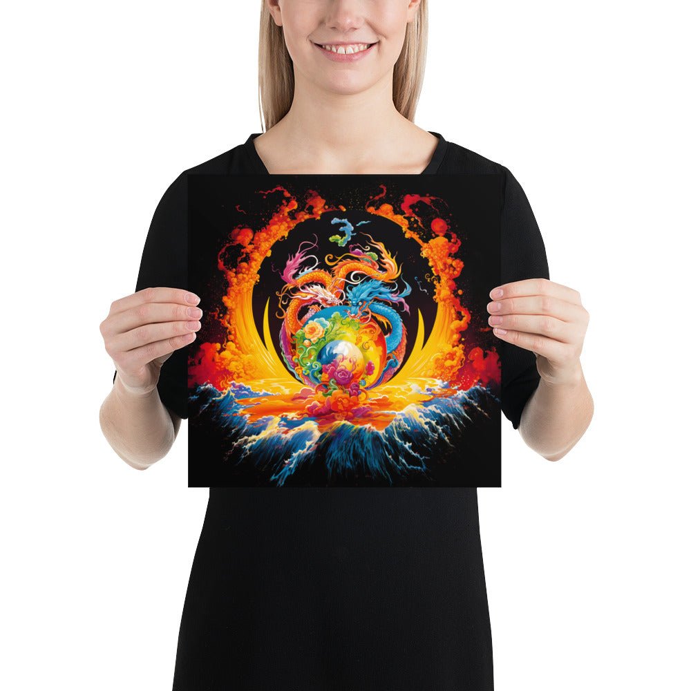 Eternal Harmony: Dual Dragon Photo Paper Poster - BBairt