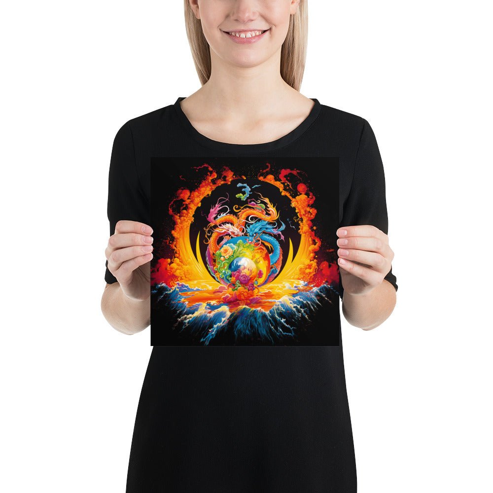 Eternal Harmony: Dual Dragon Photo Paper Poster - BBairt