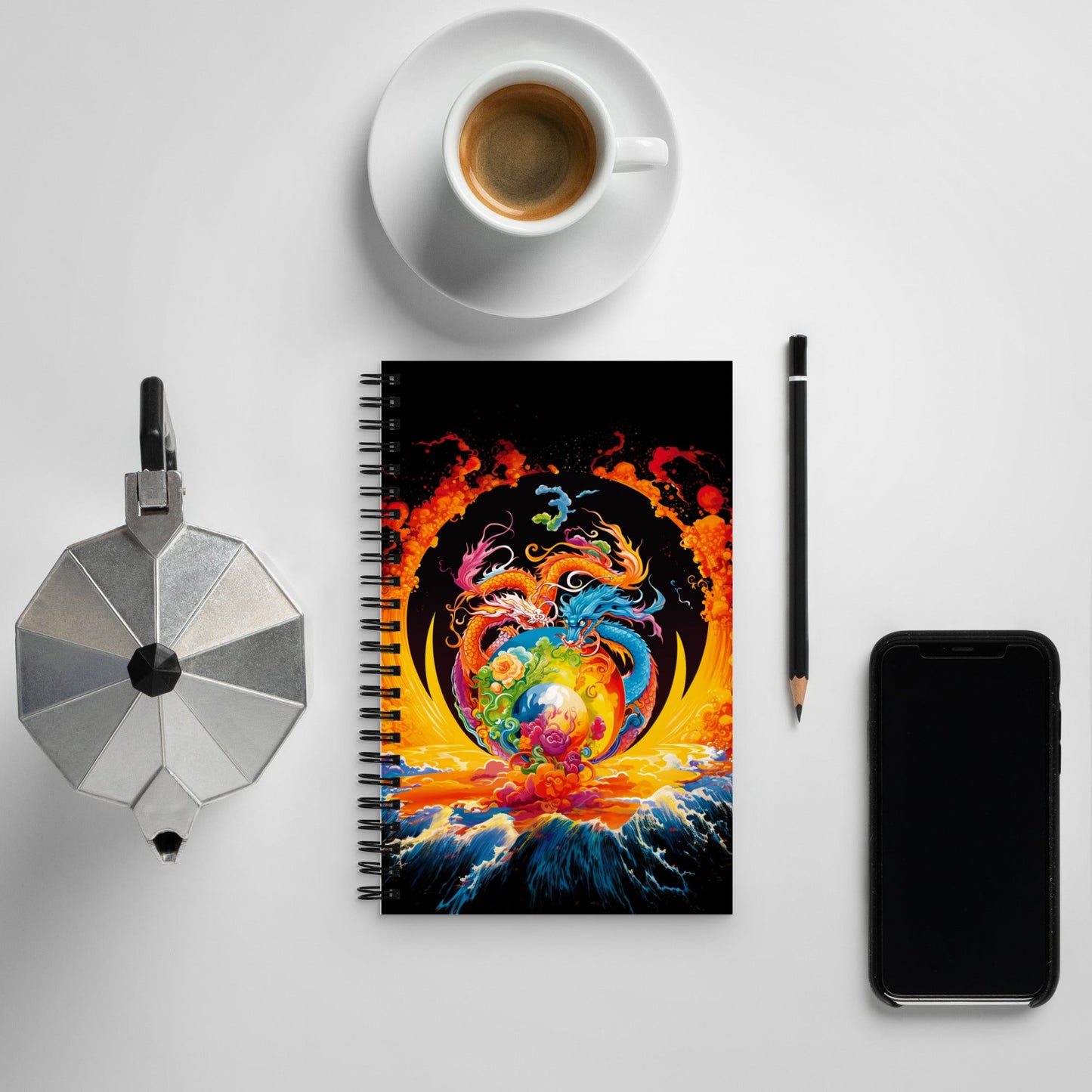 Eternal Harmony: Dual Dragon Spiral Notebook - BBairt