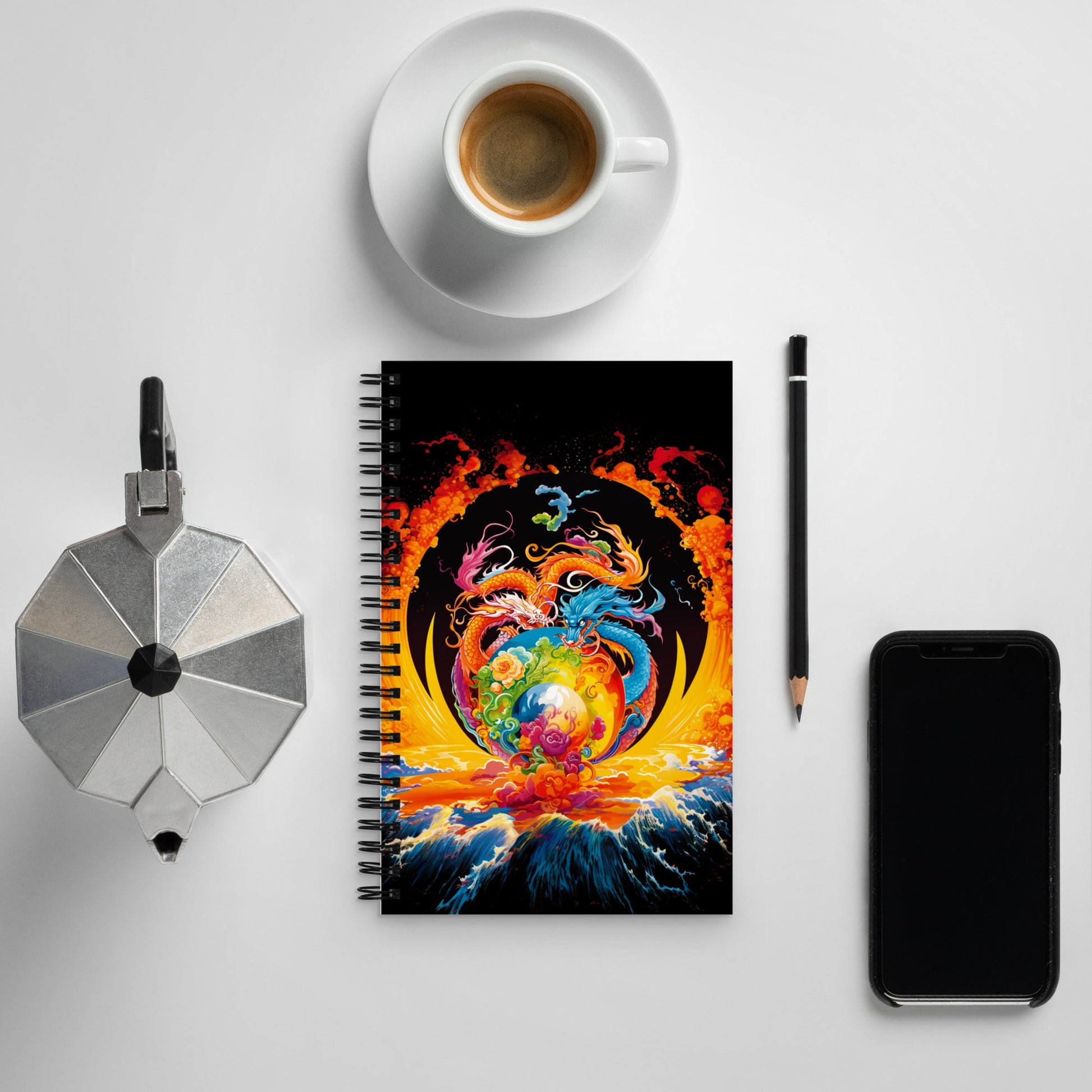 Eternal Harmony: Dual Dragon Spiral Notebook - BBairt
