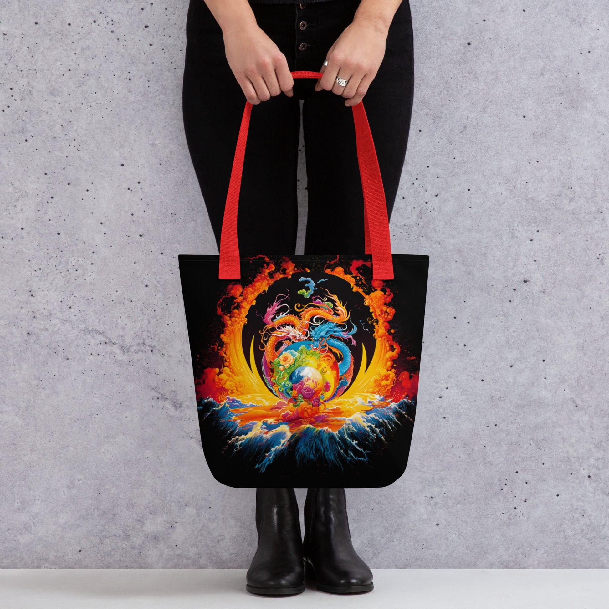 Eternal Harmony: Dual Dragon Tote Bag - BBairt