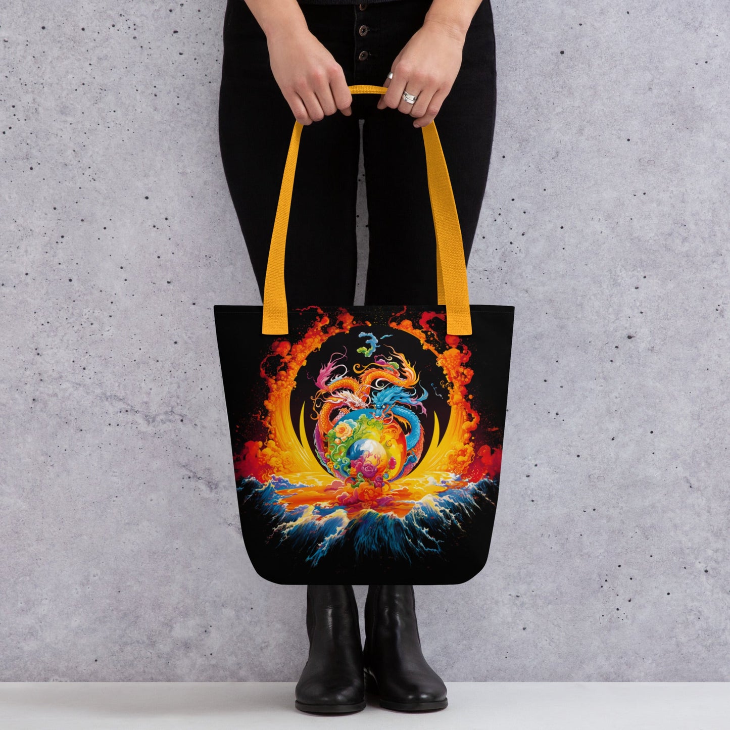 Eternal Harmony: Dual Dragon Tote Bag - BBairt