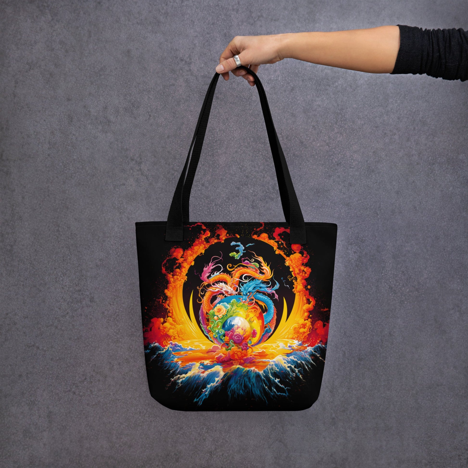 Eternal Harmony: Dual Dragon Tote Bag - BBairt